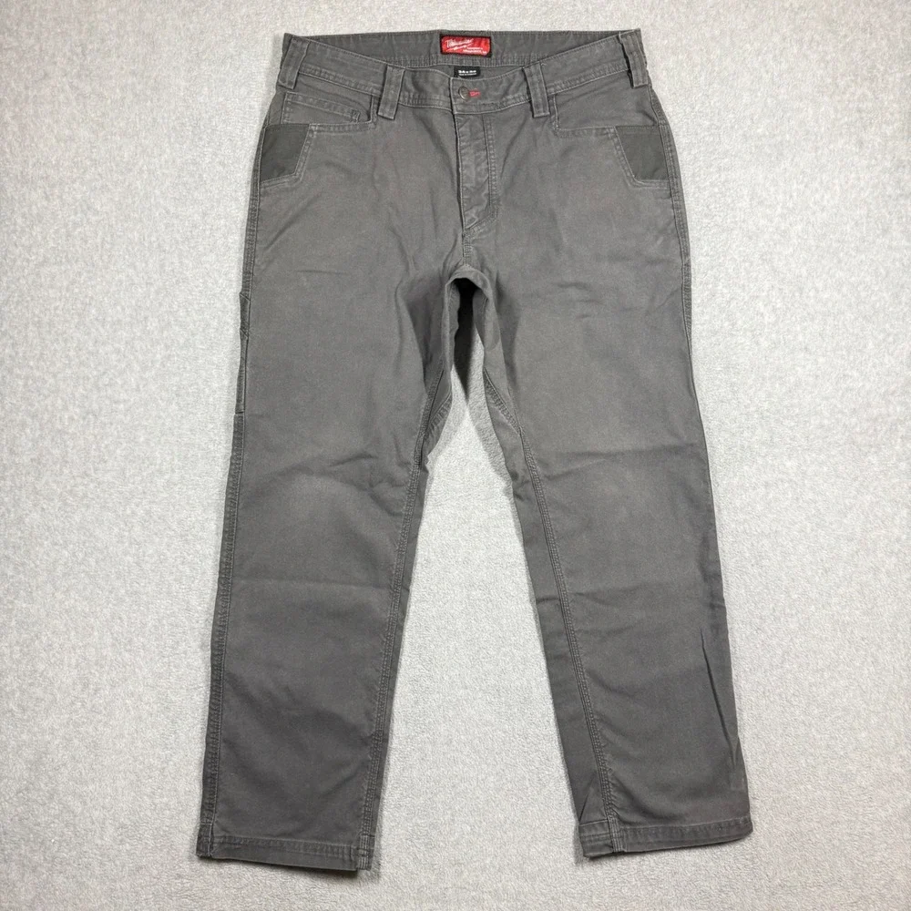 Milwaukee M650 Work Pant Mens 34x30 Gray Utility Carpenter Canvas Trousers